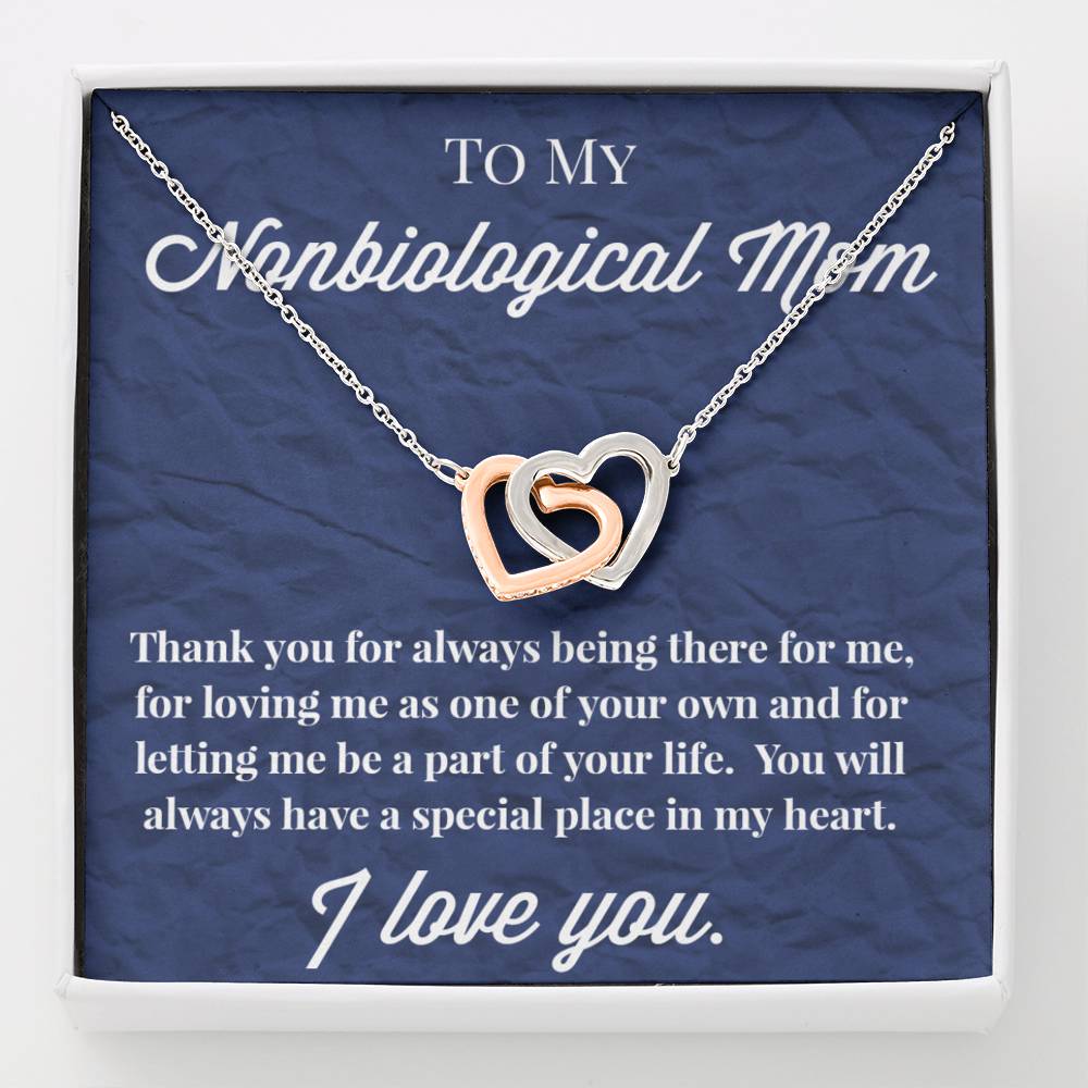 To My Nonbiological Mom Interlocking Hearts Necklace, Bonus Mom Necklace, Stepmom Necklace, Bonus Mom Jewelry