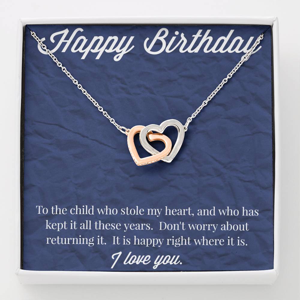 Happy Birthday Interlocking Hearts Necklace