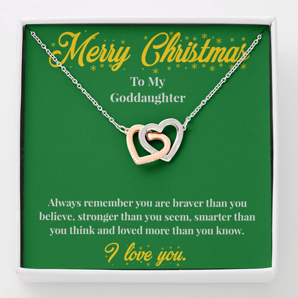 Merry Christmas To My Goddaughter - Interlocking Hearts Necklace - Christmas Gift for Goddaughter - Necklace for Goddaughter