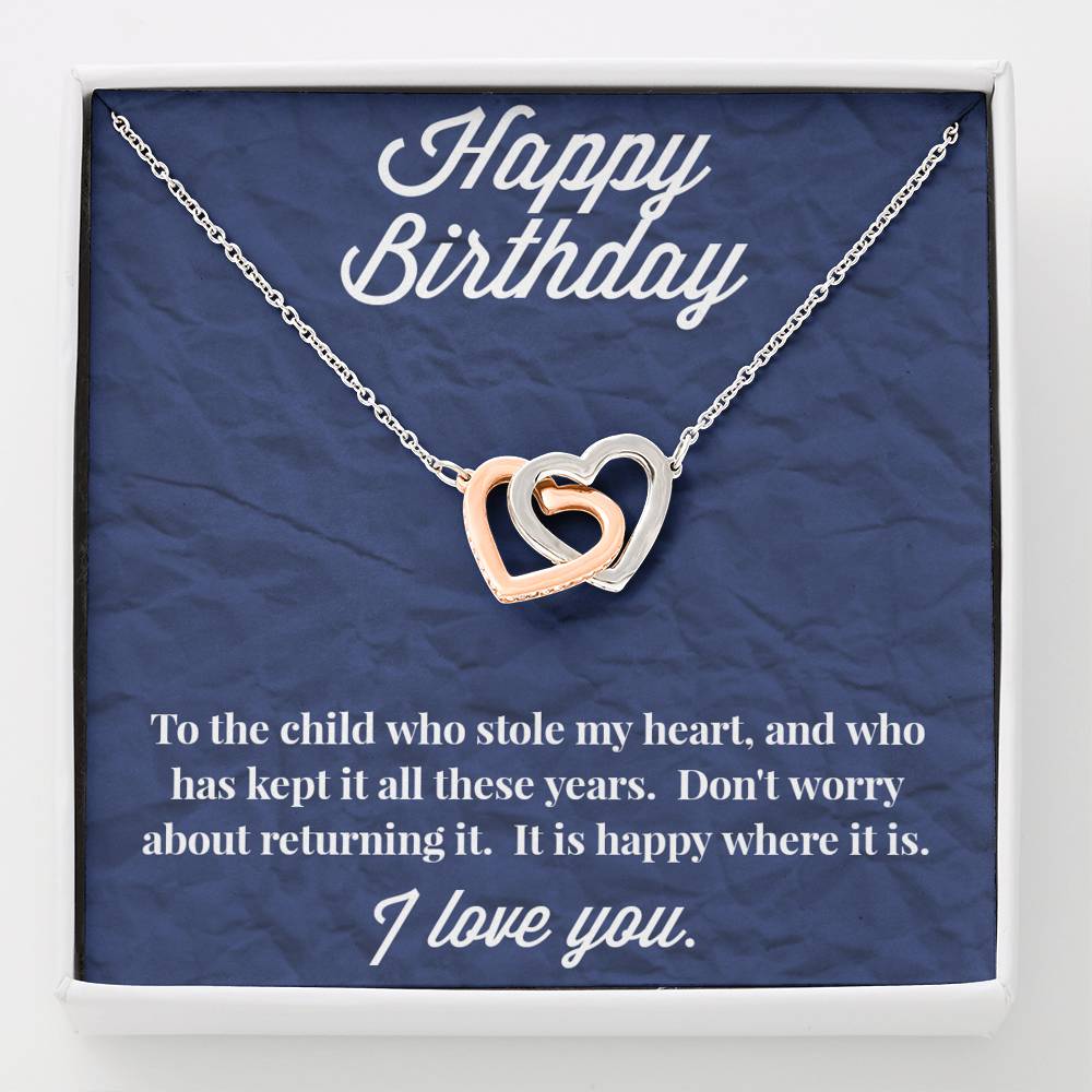 Happy Birthday Interlocking Hearts Necklace