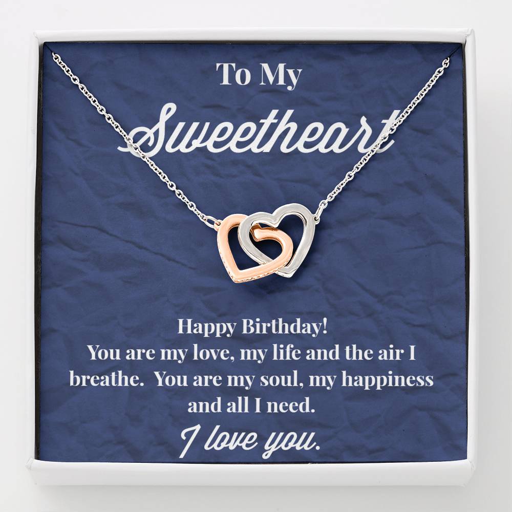 Happy Birthday To My Sweetheart Interlocking Hearts Necklace - Jewelry for Wife - Necklace for Wife