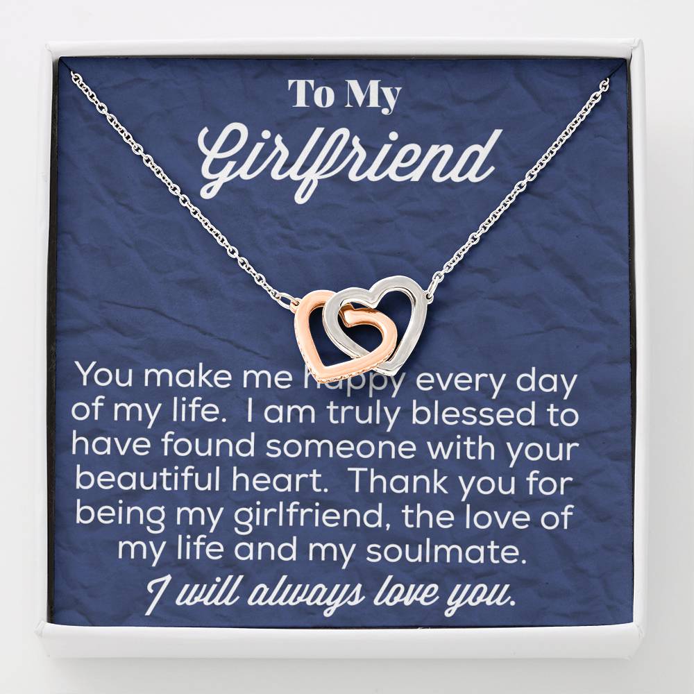 To My Girlfriend Interlocking Hearts Necklace