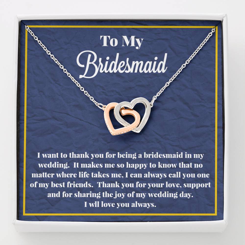 To My Bridesmaid Interlocking Hearts Necklace