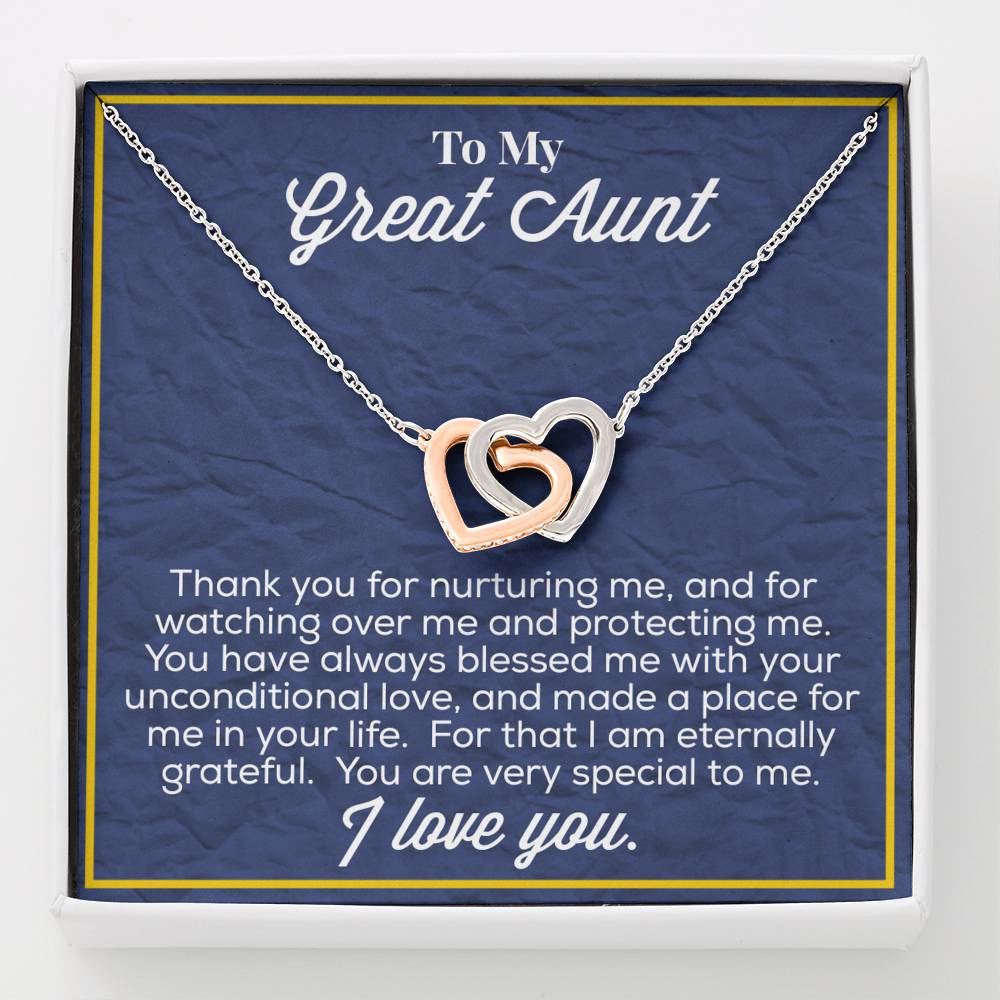 To My Great Aunt Interlocking Hearts Necklace