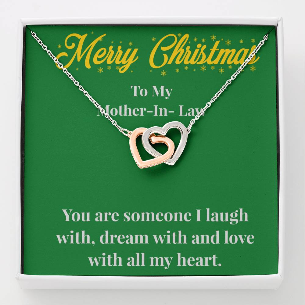 Merry Christmas To My Mother-In-Law Interlocking Hearts Necklace - Gift for Mother - Necklace for Mother-In-Law