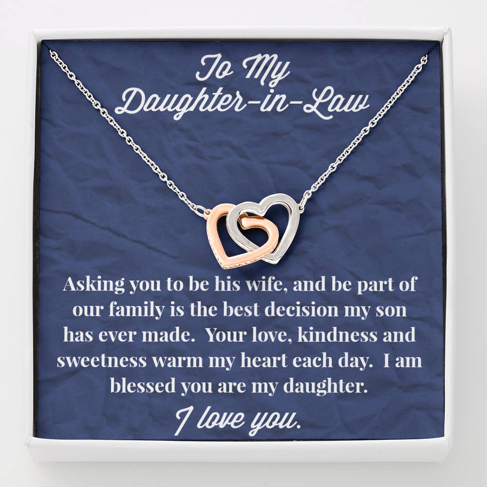 To My Daughter-in-Law Interlocking Hearts Necklace - Gift for Daughter- Necklace for Daughter-in-Law