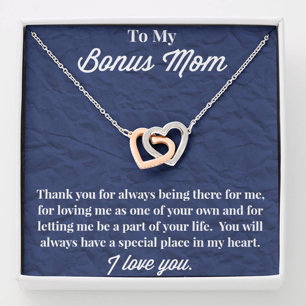 To My Bonus Mom Interlocking Hearts Necklace