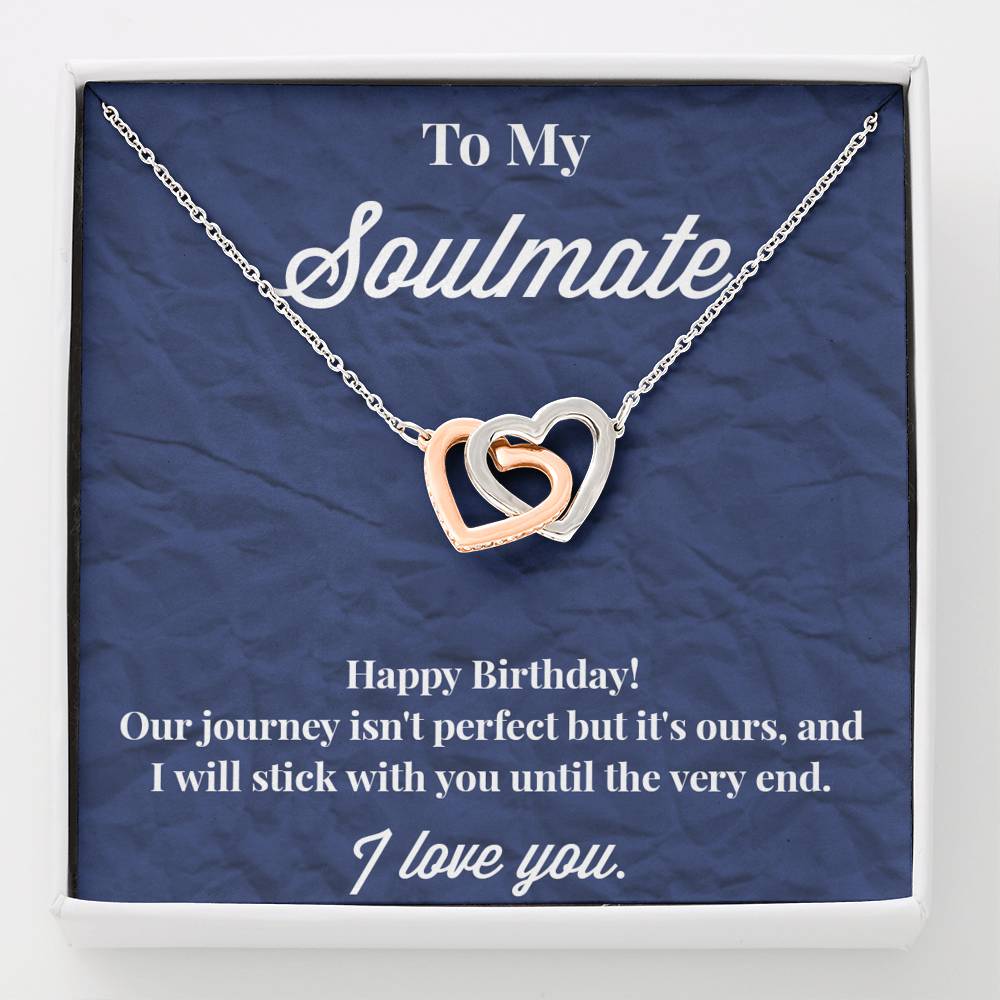 Happy Birthday To My Soulmate Interlocking Hearts Necklace - Jewelry for Wife - Necklace for Wife