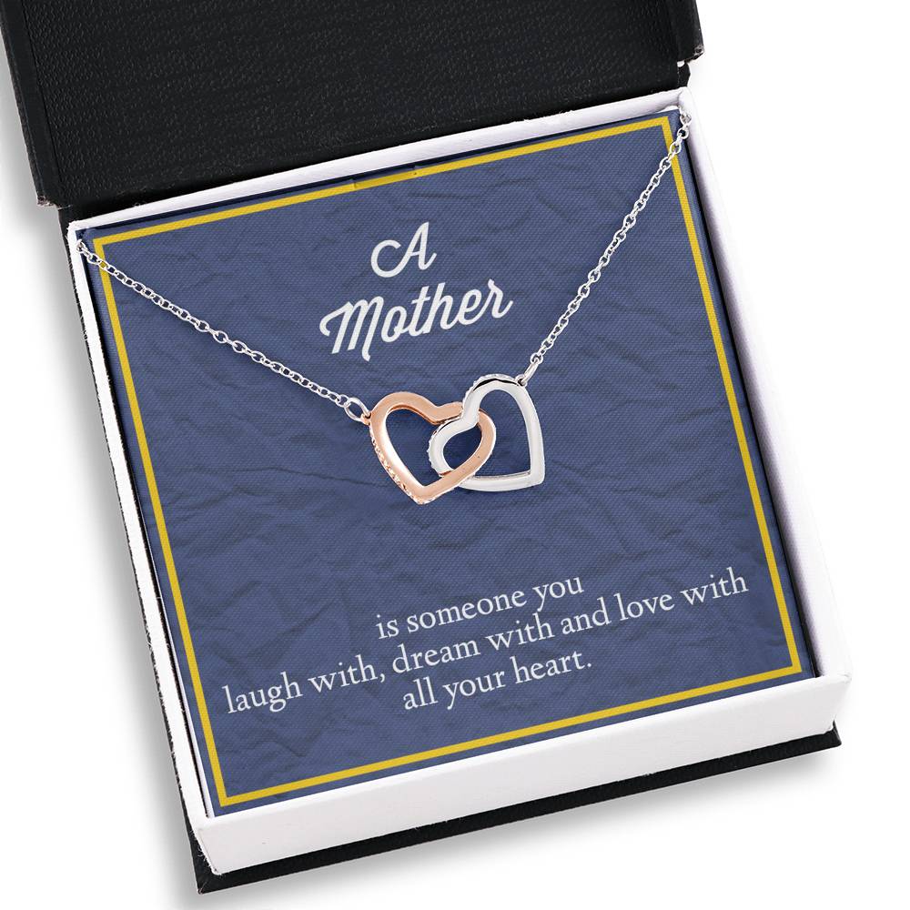 A Mother Is Someone You Love With All Your Heart Interlocking Hearts Necklace