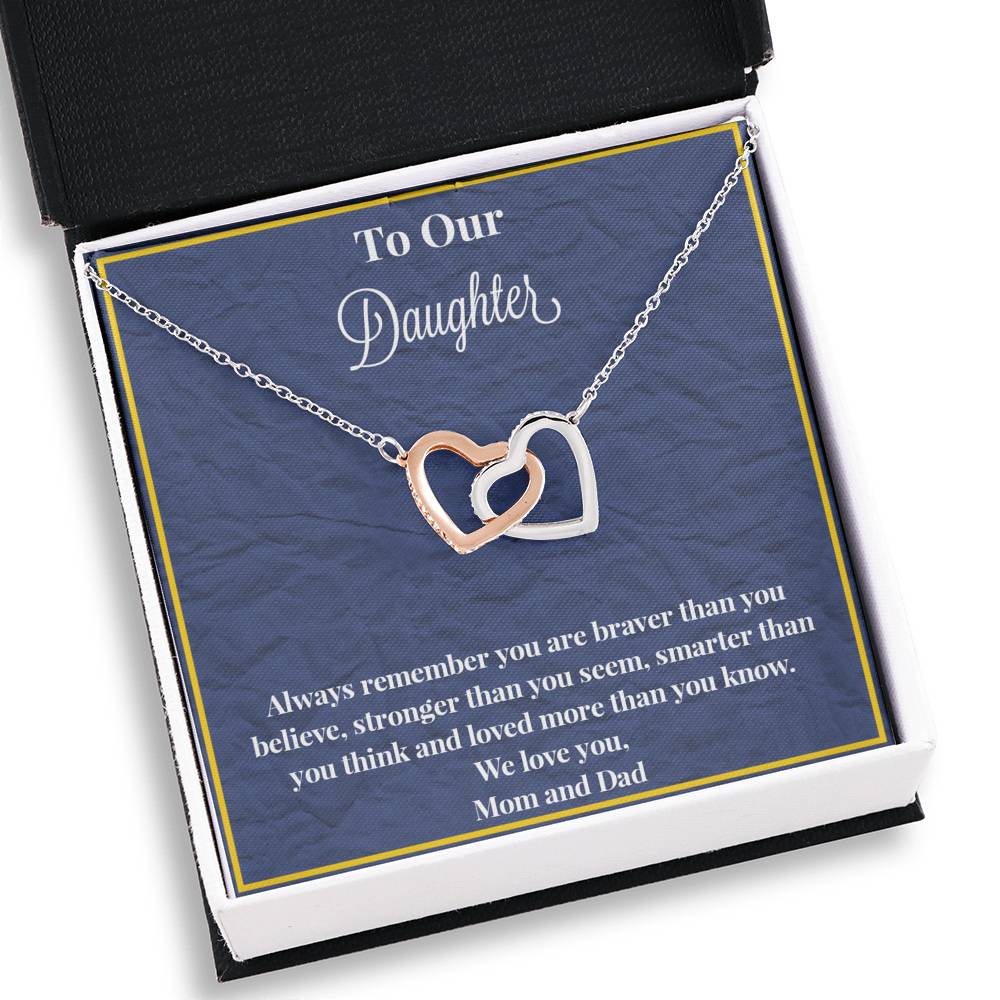 To Our Daughter Always Remember Interlocking Hearts Necklace