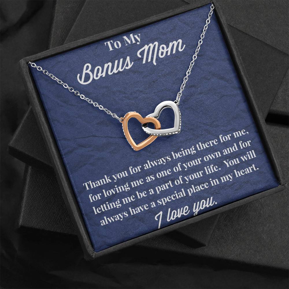To My Bonus Mom Interlocking Hearts Necklace