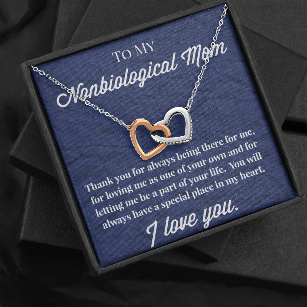 To My Nonbiological Mom Interlocking Hearts Necklace, Bonus Mom Necklace, Stepmom Necklace, Bonus Mom Jewelry