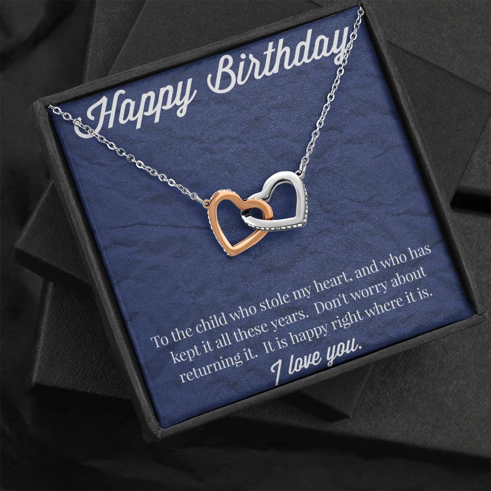 Happy Birthday Interlocking Hearts Necklace