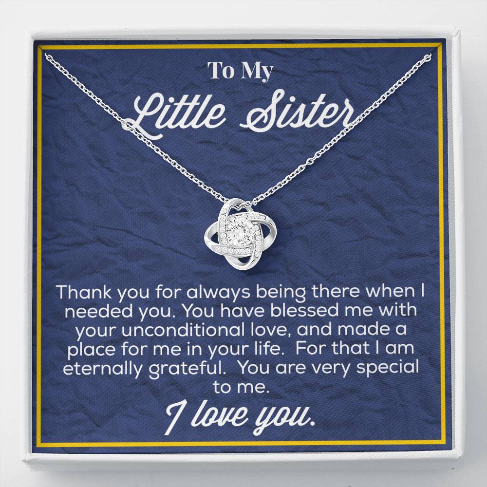 To My Little sister Love Knot Necklace