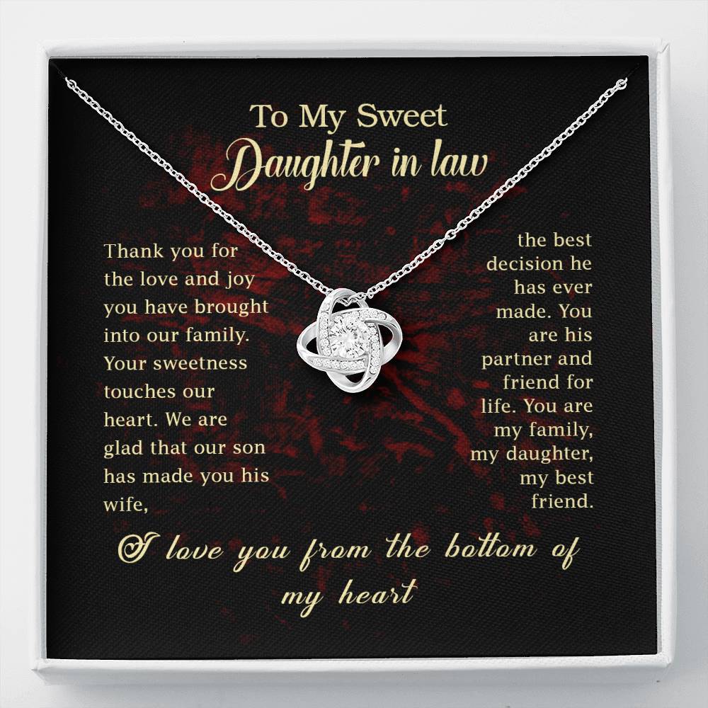 To My Sweet Daughter in Law Love Knot Necklace