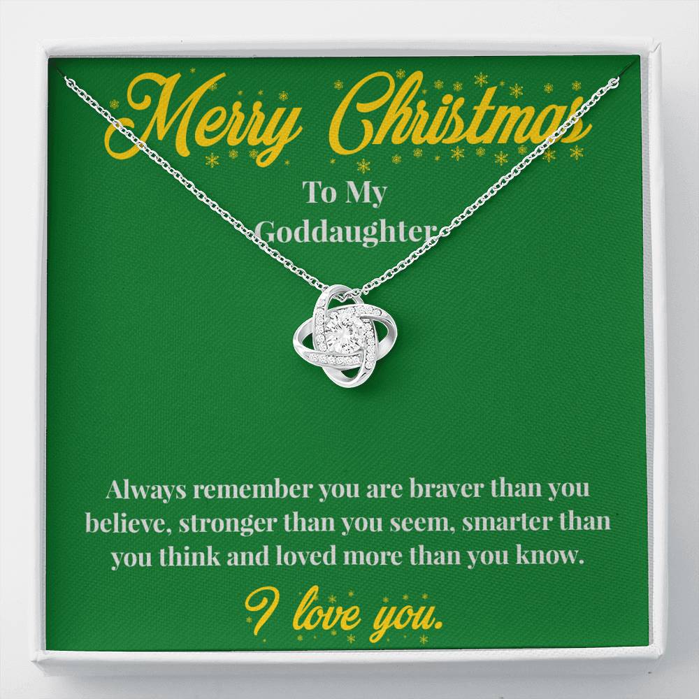 Merry Christmas To My Goddaughter - Love Knot Necklace - Christmas Gift for Goddaughter - Necklace for Goddaughter