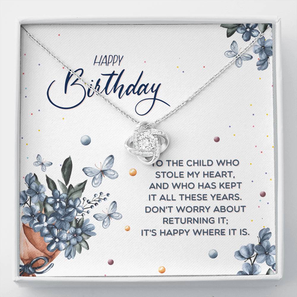 Birthday Necklace for Daughter - Love Knot Necklace