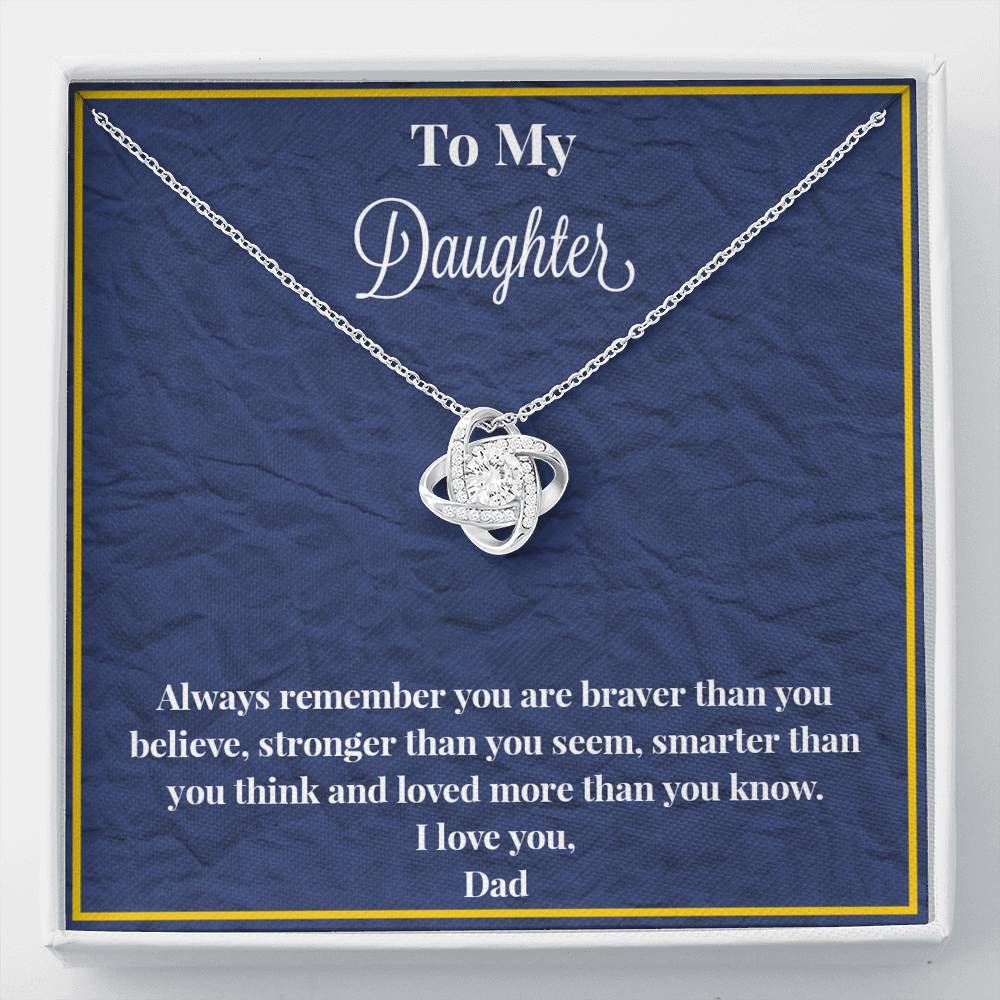 To My Daughter Always Remember Love Knot Necklace