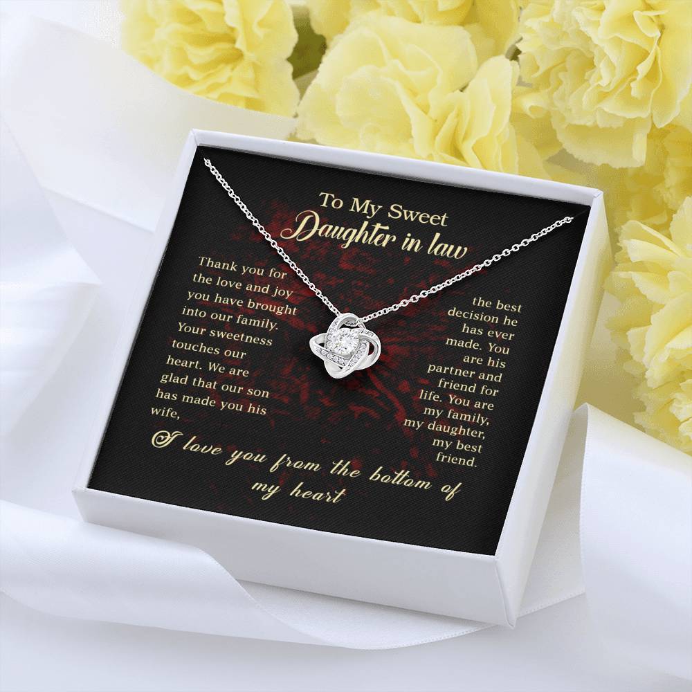 To My Sweet Daughter in Law Love Knot Necklace