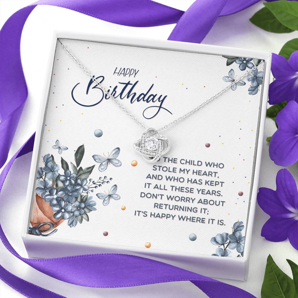 Birthday Necklace for Daughter - Love Knot Necklace