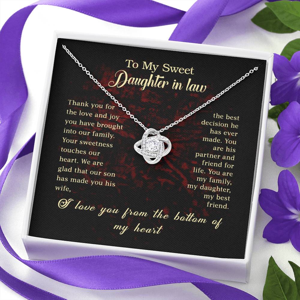 To My Sweet Daughter in Law Love Knot Necklace