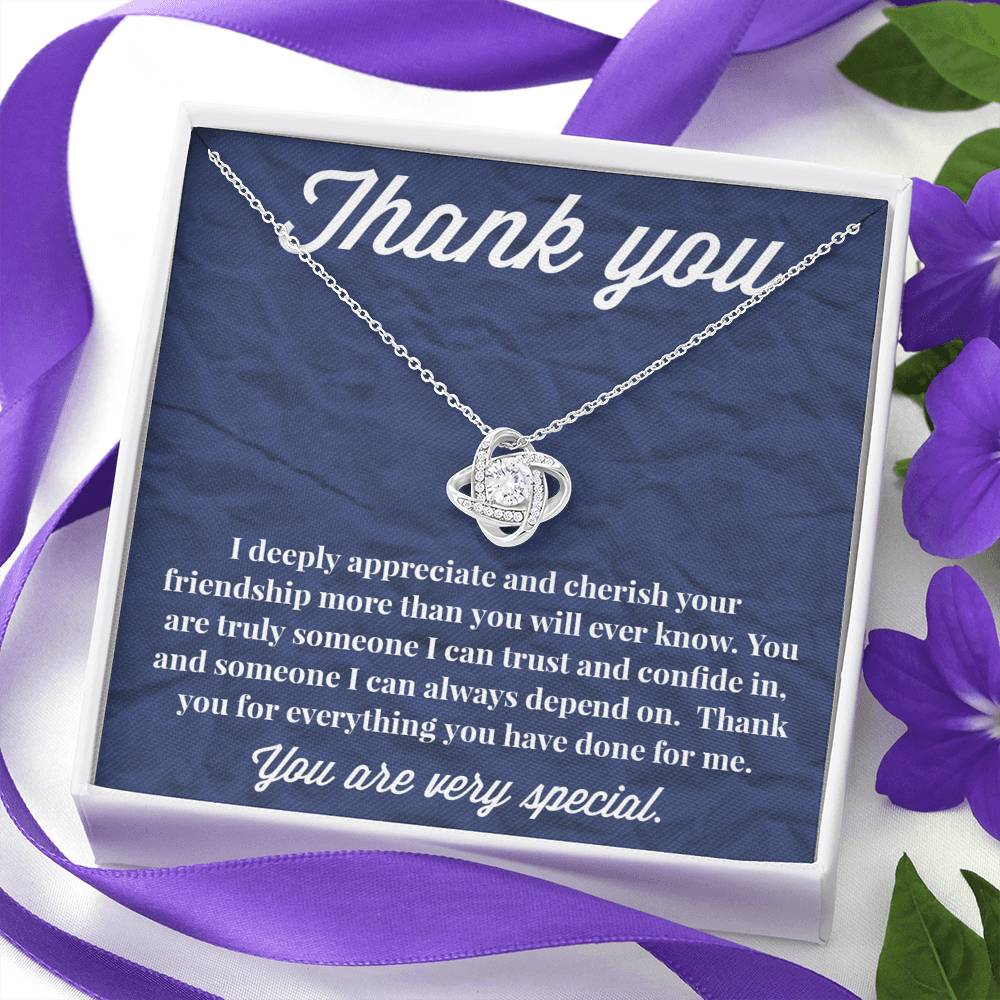 Thank You Love Knot Necklace - Thank You Gift - Necklace for Friend