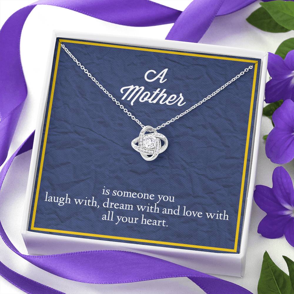A Mother is Someone You Love With All Your Heart Love Knot Necklace