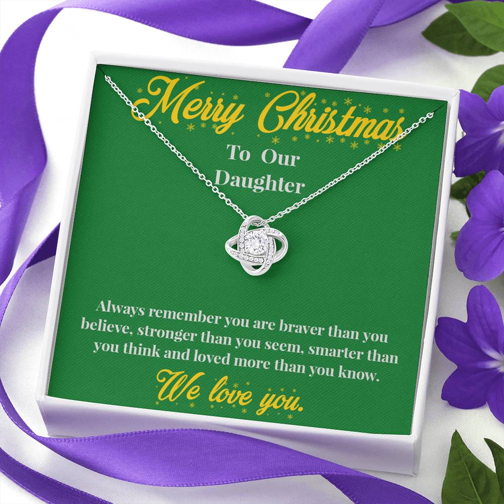 Merry Christmas to Our Daughter - Love Knot Necklace - Christmas Gift for Daughter - Necklace for Daughter