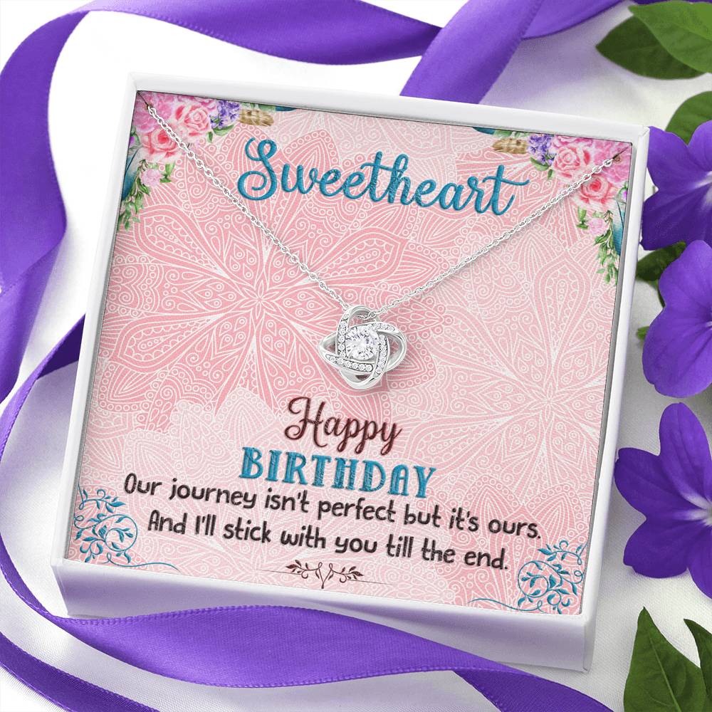 Happy Birthday Necklace - Love Knot Pendant