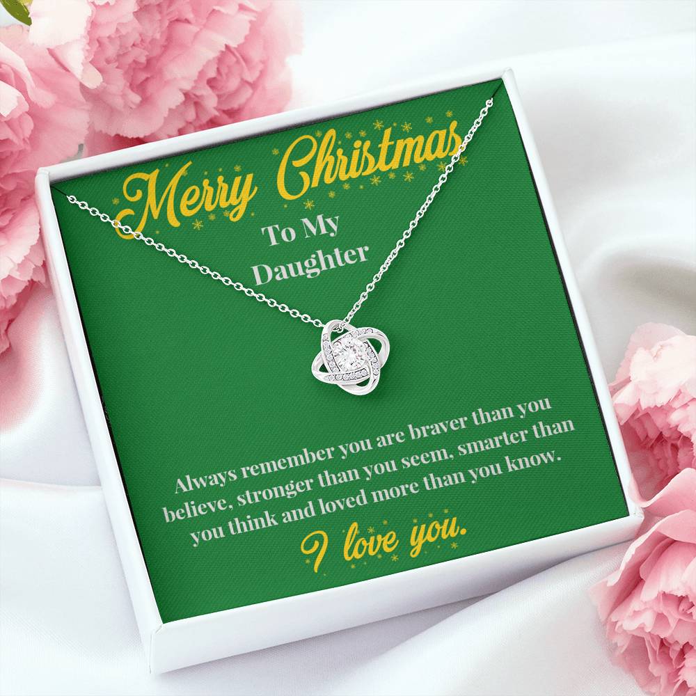 Merry Christmas to My Daughter - Love Knot Necklace - Christmas Gift for Daughter - Necklace for Daughter