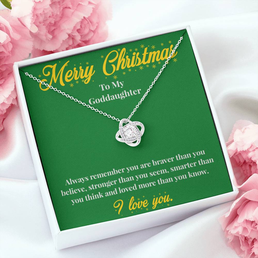 Merry Christmas To My Goddaughter - Love Knot Necklace - Christmas Gift for Goddaughter - Necklace for Goddaughter