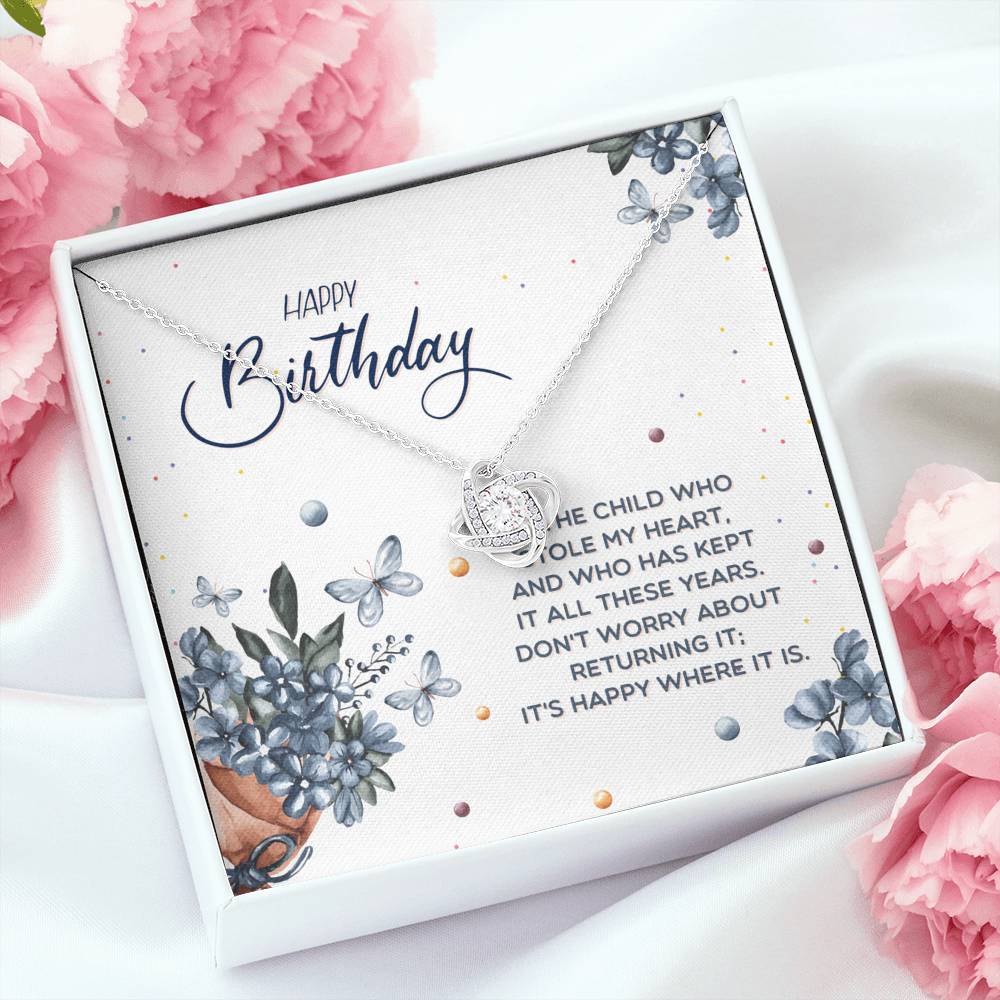 Birthday Necklace for Daughter - Love Knot Necklace