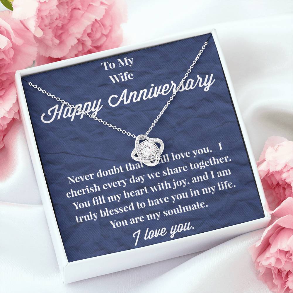 Happy Anniversary To My Wife Love Knot Necklace - Wedding Anniversary Gift - Necklace for Wife