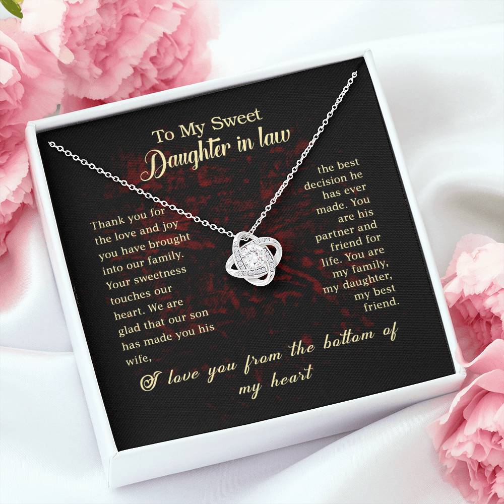 To My Sweet Daughter in Law Love Knot Necklace