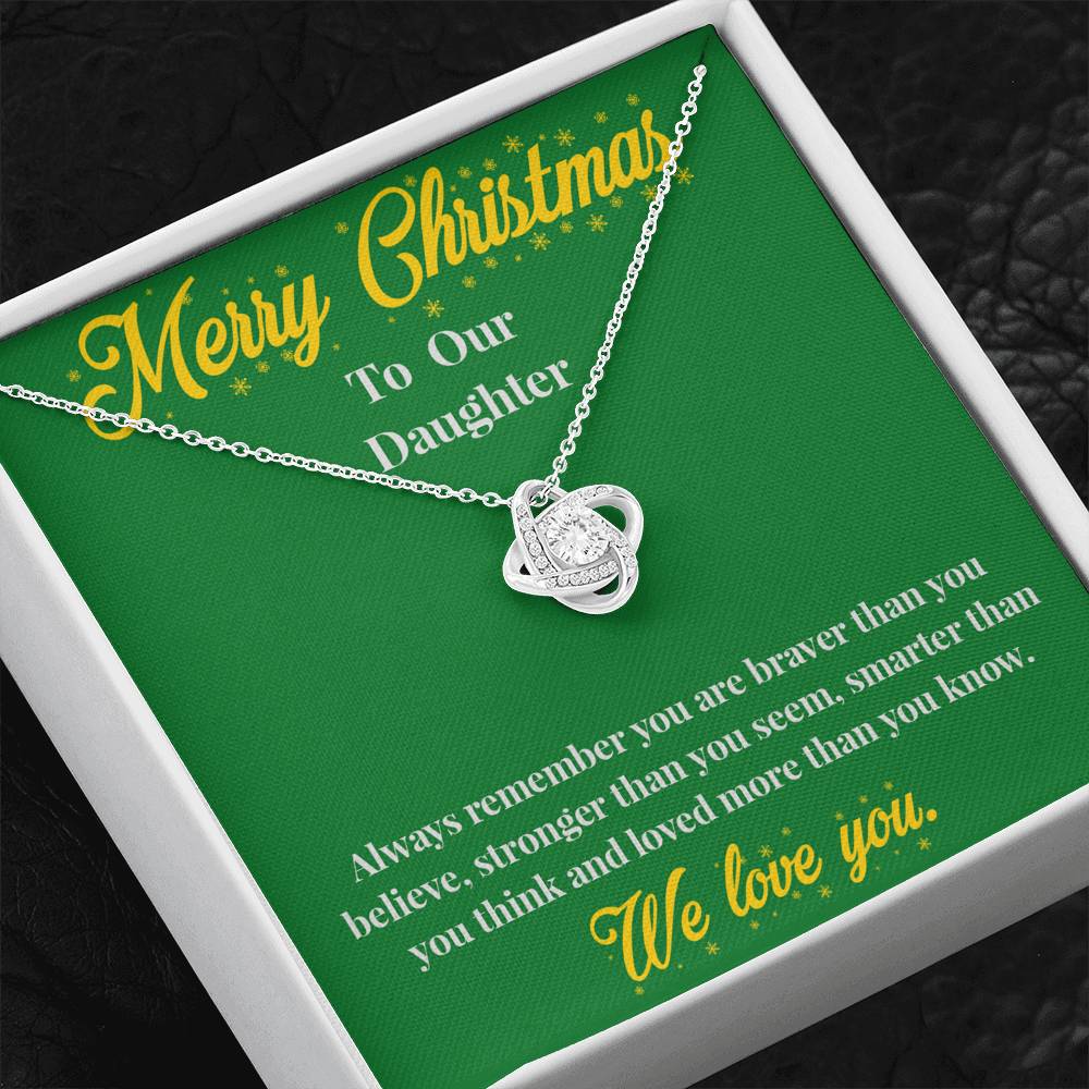 Merry Christmas to Our Daughter - Love Knot Necklace - Christmas Gift for Daughter - Necklace for Daughter