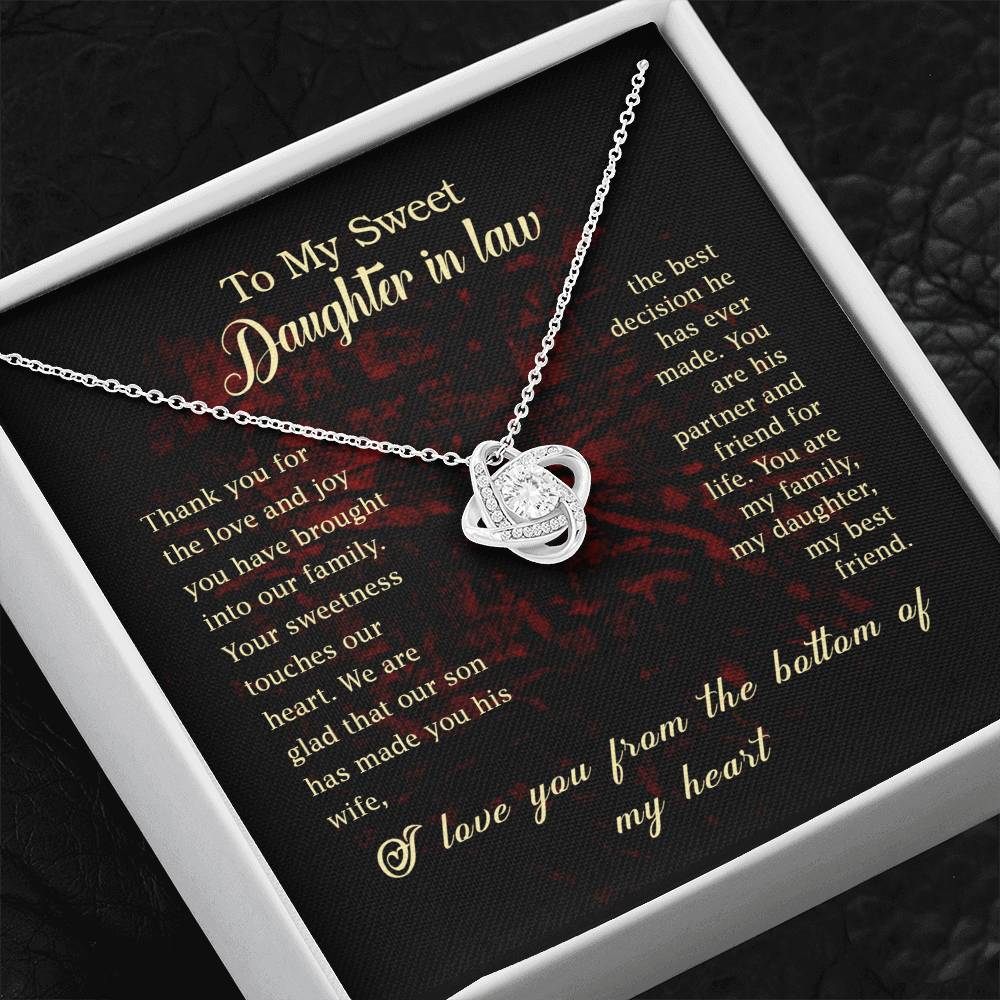 To My Sweet Daughter in Law Love Knot Necklace
