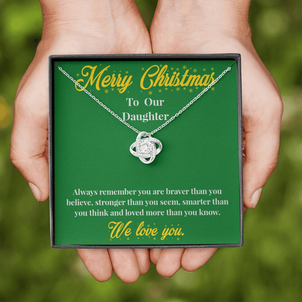 Merry Christmas to Our Daughter - Love Knot Necklace - Christmas Gift for Daughter - Necklace for Daughter