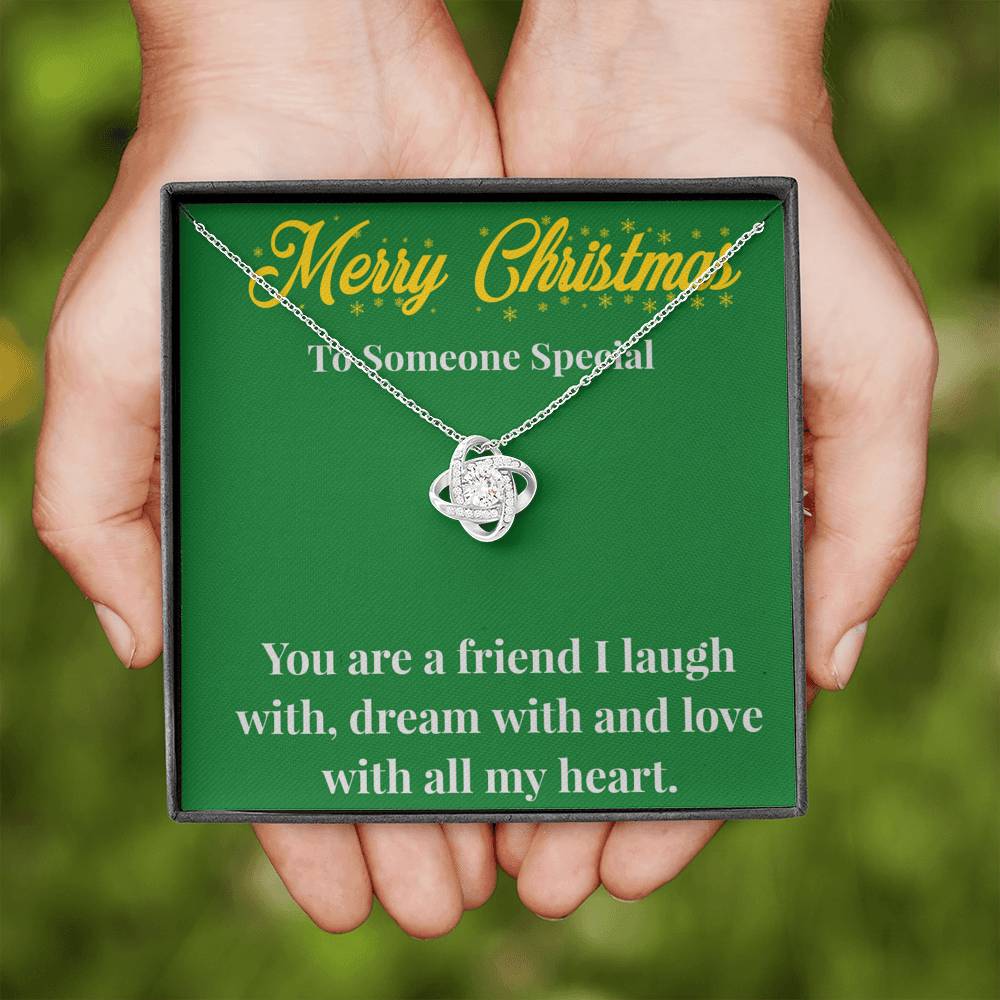 Merry Christmas To My Friend Love Knot Necklace - Gift for Friend - Necklace for A Friend