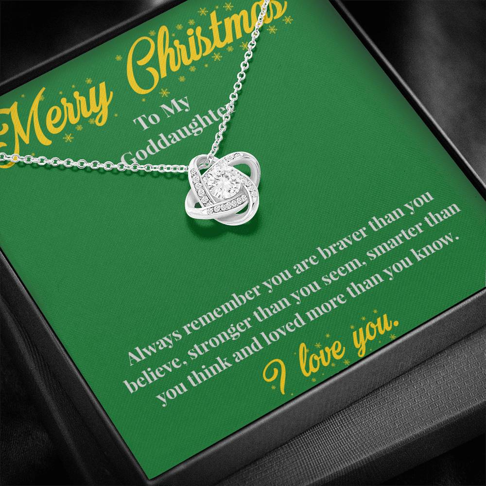 Merry Christmas To My Goddaughter - Love Knot Necklace - Christmas Gift for Goddaughter - Necklace for Goddaughter