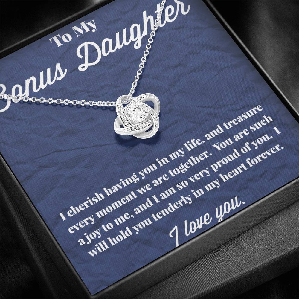 To My Bonus Daughter Love Knot Necklace, Stepdaughter Necklace, Bonus Daughter Jewelry, Nonbiological Daughter Necklace