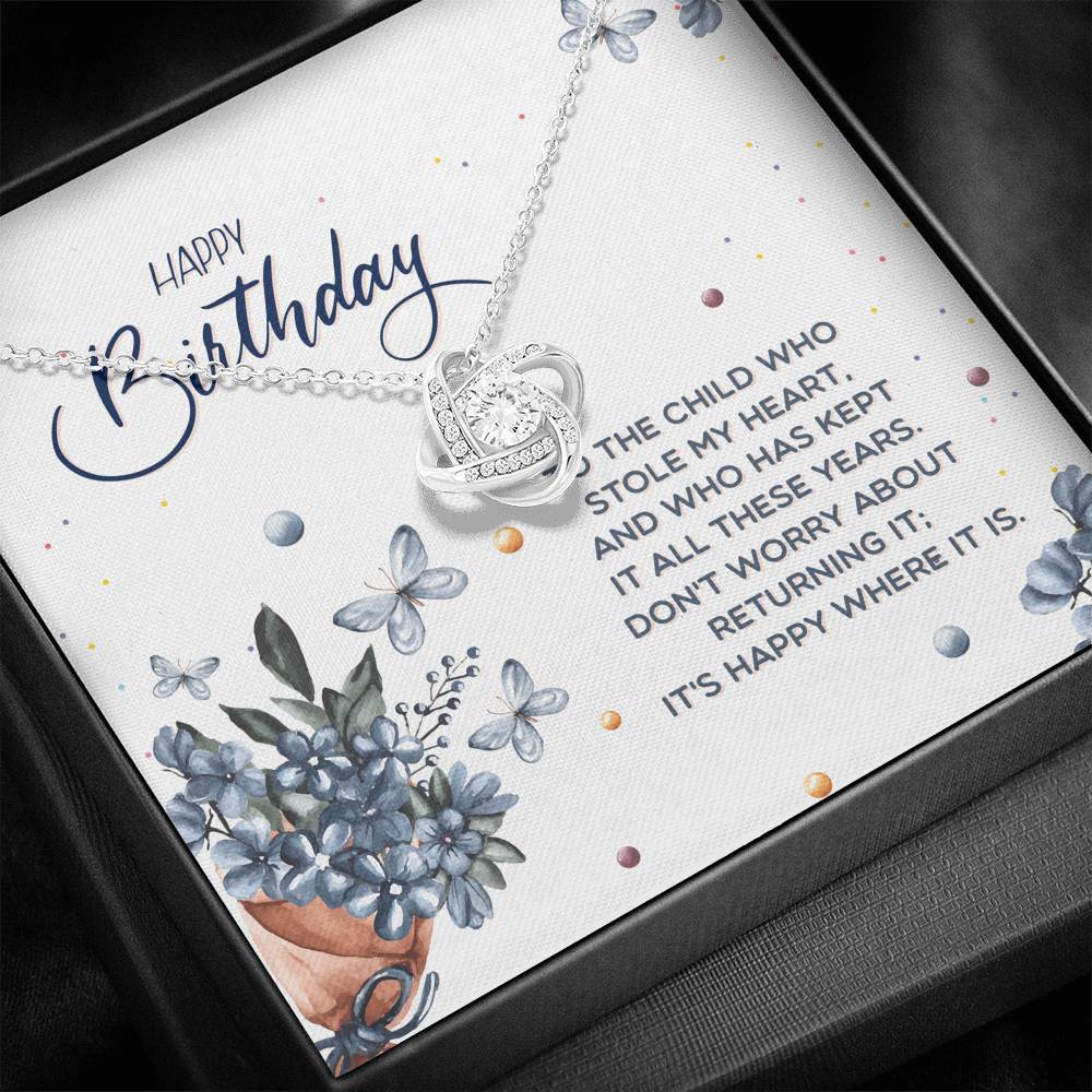 Birthday Necklace for Daughter - Love Knot Necklace