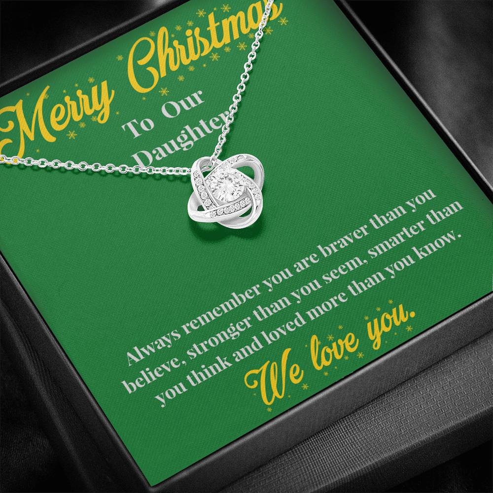 Merry Christmas to Our Daughter - Love Knot Necklace - Christmas Gift for Daughter - Necklace for Daughter