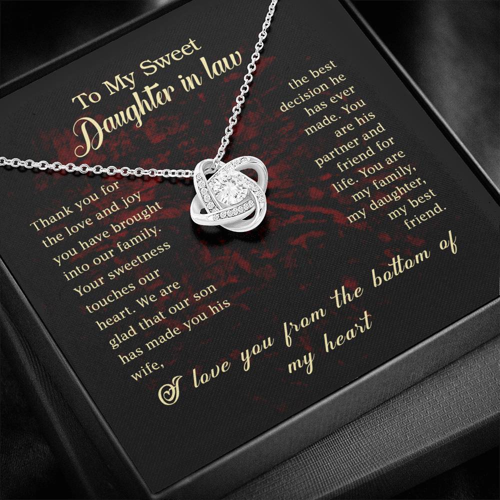 To My Sweet Daughter in Law Love Knot Necklace
