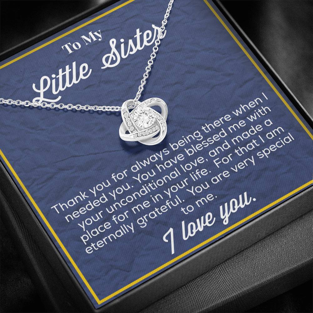 To My Little sister Love Knot Necklace