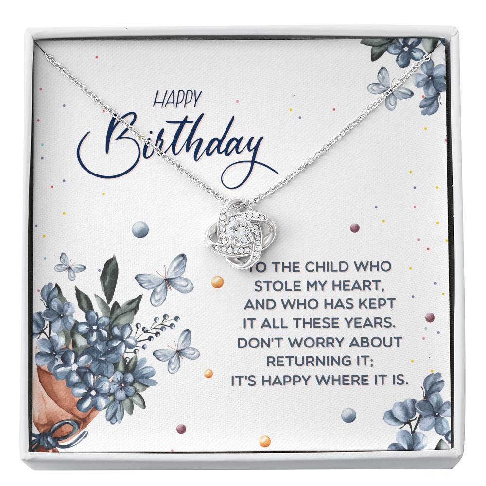 Birthday Necklace for Daughter - Love Knot Necklace