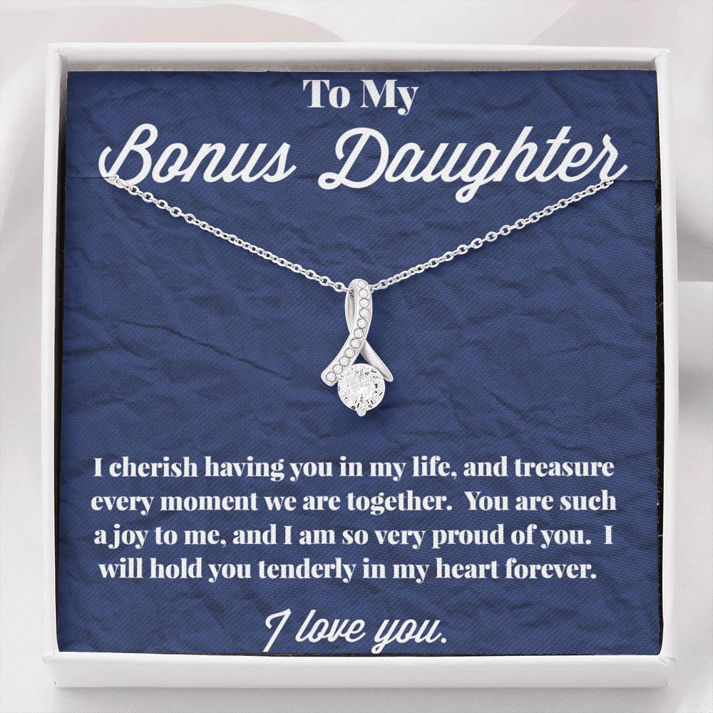 To My Bonus Daughter Alluring Beauty Necklace, Stepdaughter Necklace, Bonus Daughter Jewelry, Nonbiological Daughter Necklace