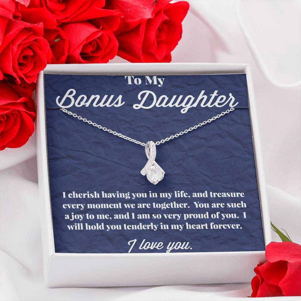 To My Bonus Daughter Alluring Beauty Necklace, Stepdaughter Necklace, Bonus Daughter Jewelry, Nonbiological Daughter Necklace