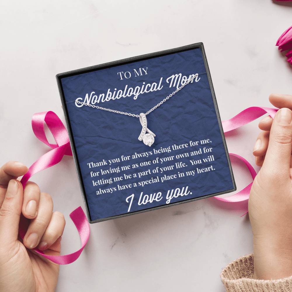 To My Nonbiological Mom Enduring Beauty Necklace, Bonus Mom Gift, Stepmom Necklace, Bonus Mom Jewelry
