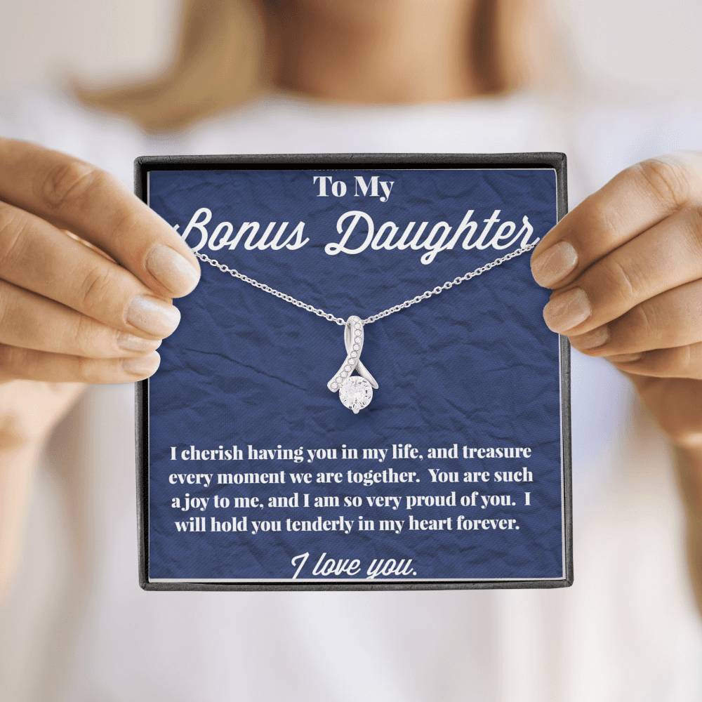 To My Bonus Daughter Alluring Beauty Necklace, Stepdaughter Necklace, Bonus Daughter Jewelry, Nonbiological Daughter Necklace