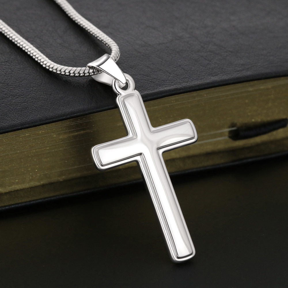 John 3:16 Artisan-Crafted Stainless Steel Cross Necklace